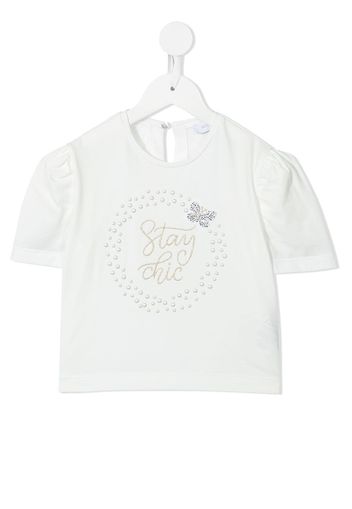 Monnalisa Blusa con ricamo - Bianco