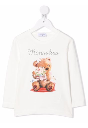 Monnalisa T-shirt Teddy con stampa - Bianco