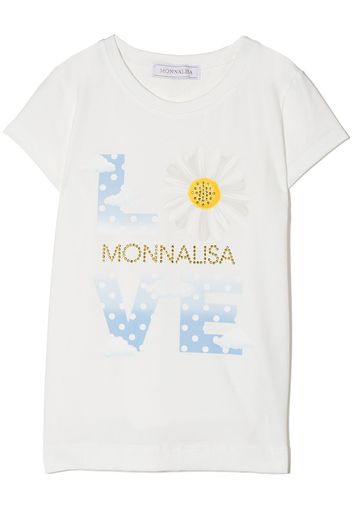 Monnalisa love logo-print T-shirt - Bianco