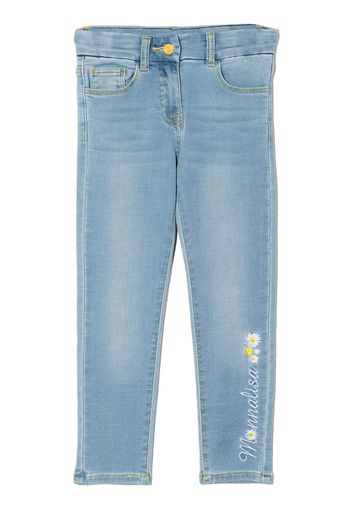 Monnalisa Jeans slim con strass - Blu