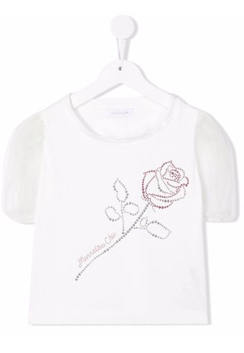 Monnalisa T-shirt con decorazione - Bianco