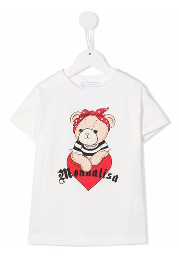 Monnalisa T-shirt Teddy Bear con stampa - Bianco