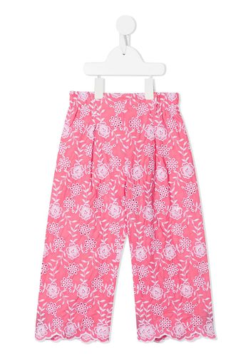 Monnalisa TEEN floral-print straight-leg trousers - Rosa