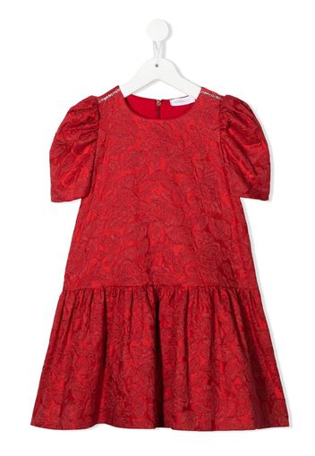 Monnalisa Abito midi con motivo jacquard - Rosso