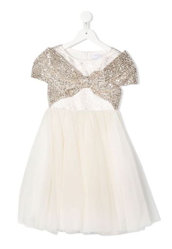 Monnalisa sequin-embellished tulle dress - Bianco