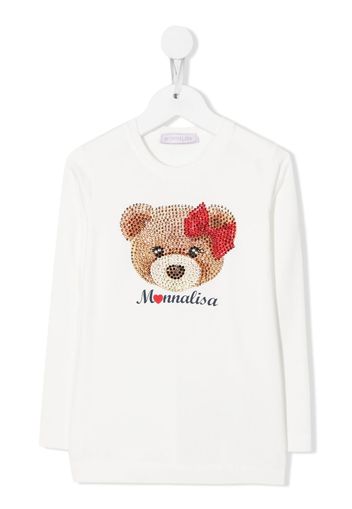 Monnalisa logo-print long-sleeve T-shirt - Bianco