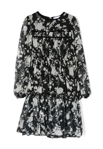 Monnalisa floral-print tiered dress - Nero