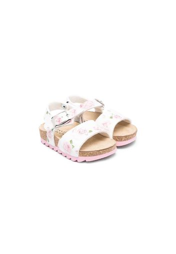 Monnalisa floral-print buckle-fastening sandals - Bianco