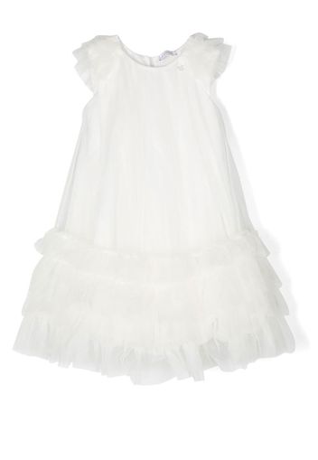 Monnalisa ruffled-detail short-sleeved dress - Bianco