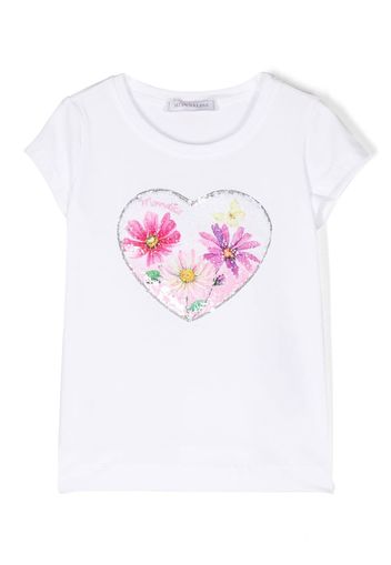 Monnalisa T-shirt con paillettes - Bianco