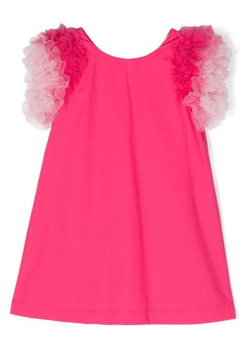 Monnalisa Abito con maniche in tulle - Rosa