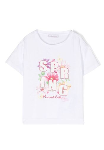 Monnalisa T-shirt a fiori - Bianco