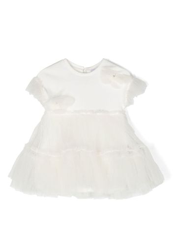 Monnalisa short-sleeve tiered dress - Bianco