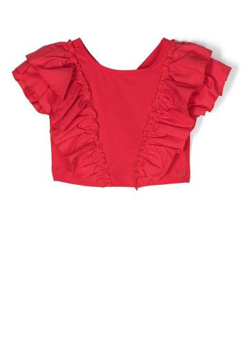 Monnalisa T-shirt con ruches - Rosso