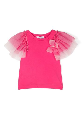 Monnalisa T-shirt con maniche in tulle - Rosa