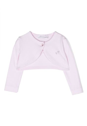 Monnalisa rhinestone-logo cropped cardigan - Rosa