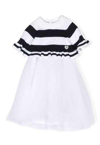 Monnalisa striped chiffon-skirt midi dress - Bianco