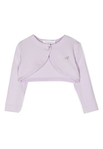 Monnalisa rhinestone-logo cropped cardigan - Viola