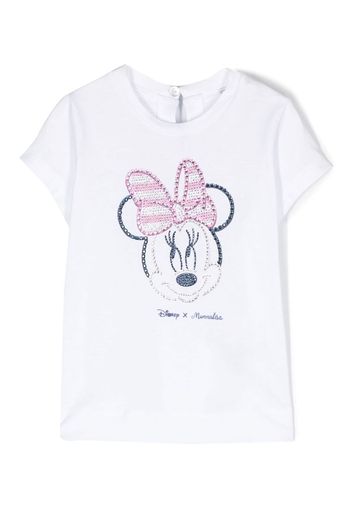 Monnalisa T-shirt Minnie-Mouse con strass - Bianco