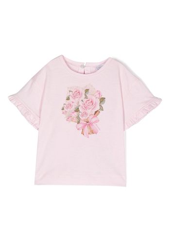 Monnalisa T-shirt a fiori - Rosa