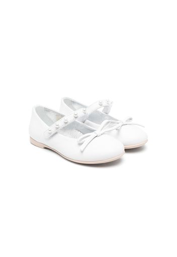 Monnalisa bow-detail leather ballerina shoes - Bianco