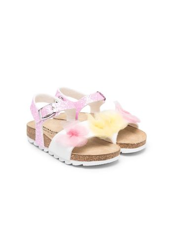 Monnalisa floral-appliqué open toe sandals - Rosa