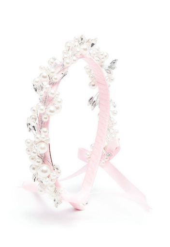 Monnalisa beaded ribbon hairband - Rosa