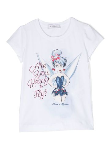 Monnalisa graphic-print crystal-embellished T-shirt - Bianco