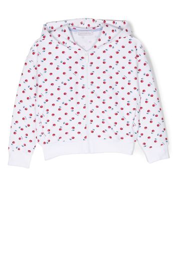 Monnalisa cherry-print zip-up hoodie - Bianco