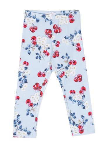 Monnalisa floral cherry-print leggings - Blu