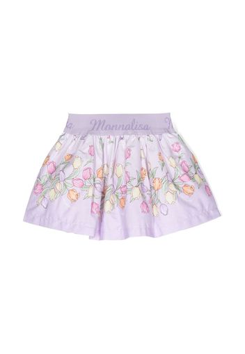 Monnalisa logo-waistband floral-print shorts - Viola