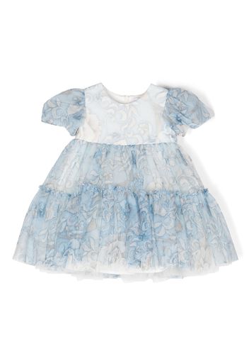 Monnalisa Abito Little Princess con balze - Blu