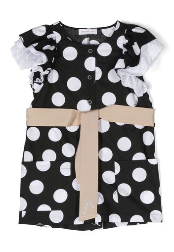 Monnalisa polka dot-print cotton playsuit - Nero