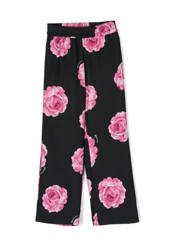 Monnalisa rose-print straight-leg trousers - Nero