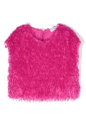 Monnalisa feather-effect short-sleeve top - Rosa