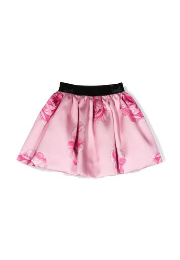 Monnalisa rose-print satin-finish skirt - Rosa