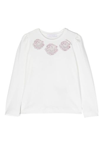 Monnalisa rhinestone-embellished long-sleeve top - Bianco