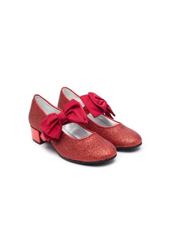 Monnalisa 35mm bow-detail leather ballerina shoes - Rosso