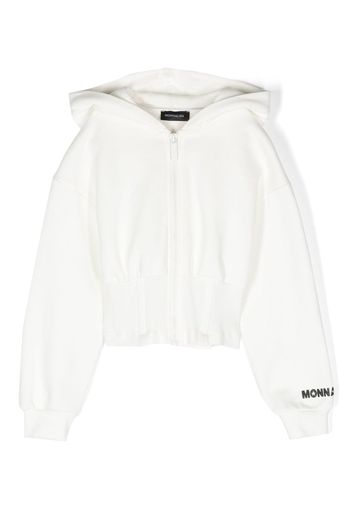 Monnalisa logo-print zip-up hoodie - Bianco