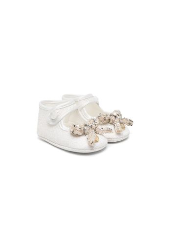 Monnalisa sequined bow-detail ballerinas - Bianco