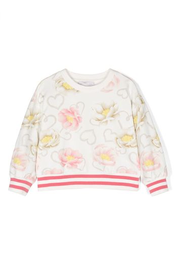 Monnalisa floral-print cotton sweatshirt - Bianco