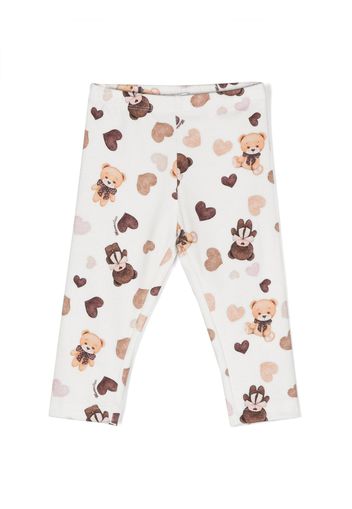 Monnalisa bear-print leggings - Bianco