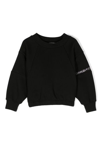 Monnalisa crystal-embellished logo-print sweatshirt - Nero