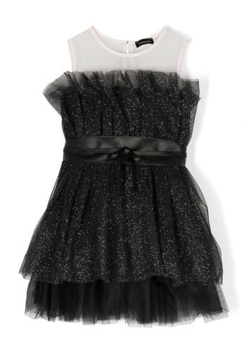 Monnalisa tulle-overlay sleeveless dress - Nero