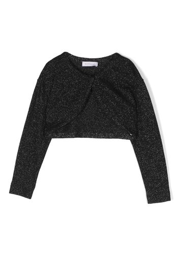 Monnalisa Cardigan crop con intarsio - Nero