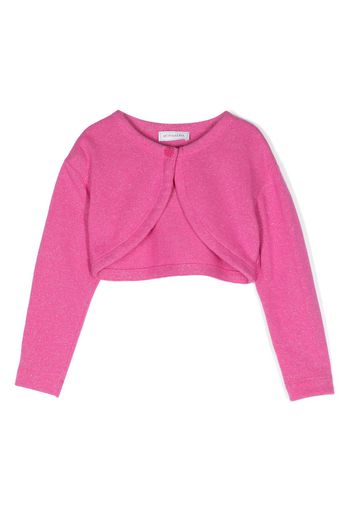 Monnalisa Cardigan crop con intarsio - Rosa