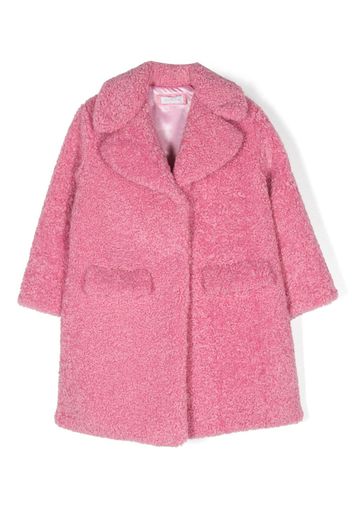 Monnalisa teddy single-breasted coat - Rosa