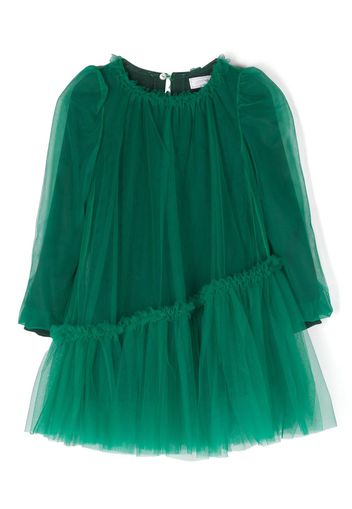 Monnalisa long-sleeved tulle dress - Verde