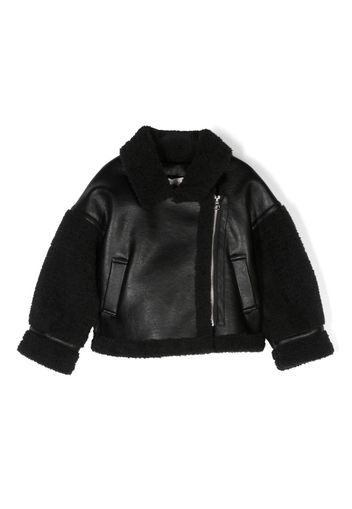 Monnalisa faux-leather zip-up jacket - Nero