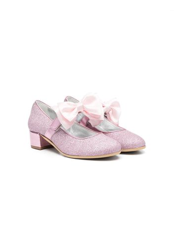 Monnalisa glitter-detail 35mm block-heel ballerina shoes - Rosa